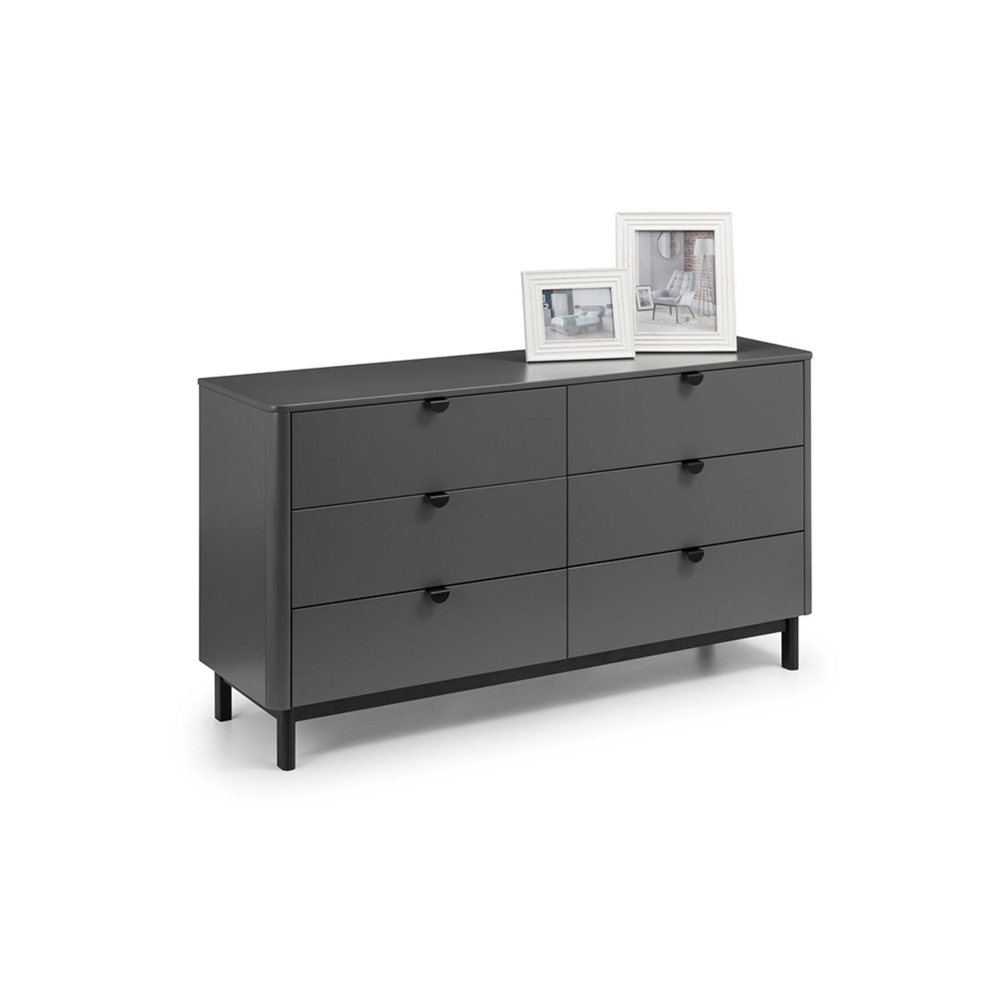 Chloe Chest of Drawers - 6 Drawer - Wide - Grey