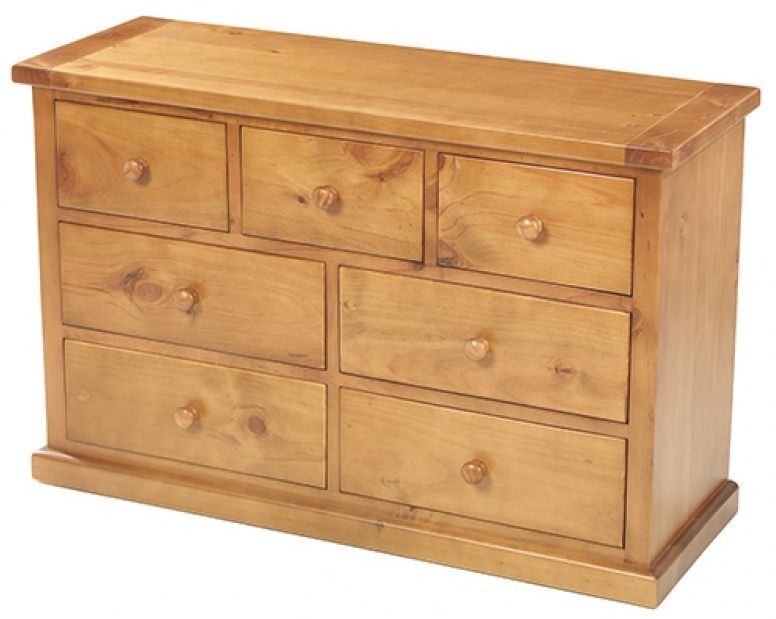 Churchill Waxed Pine 4+3 Drawer Wide Chest