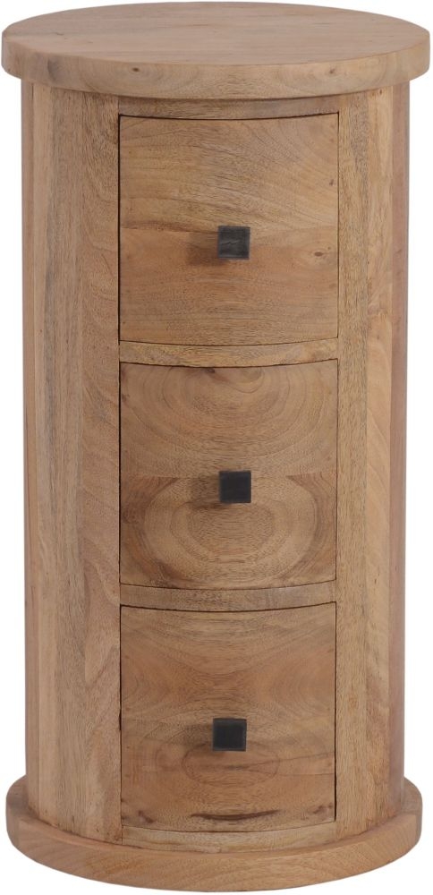 City Mango Wood 3 Drawer Narrow Drum Chest