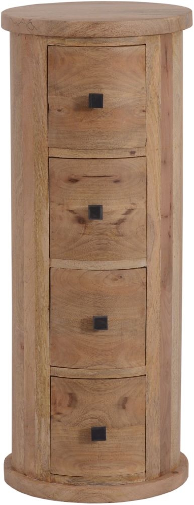 City Mango Wood 4 Drawer Narrow Drum Chest