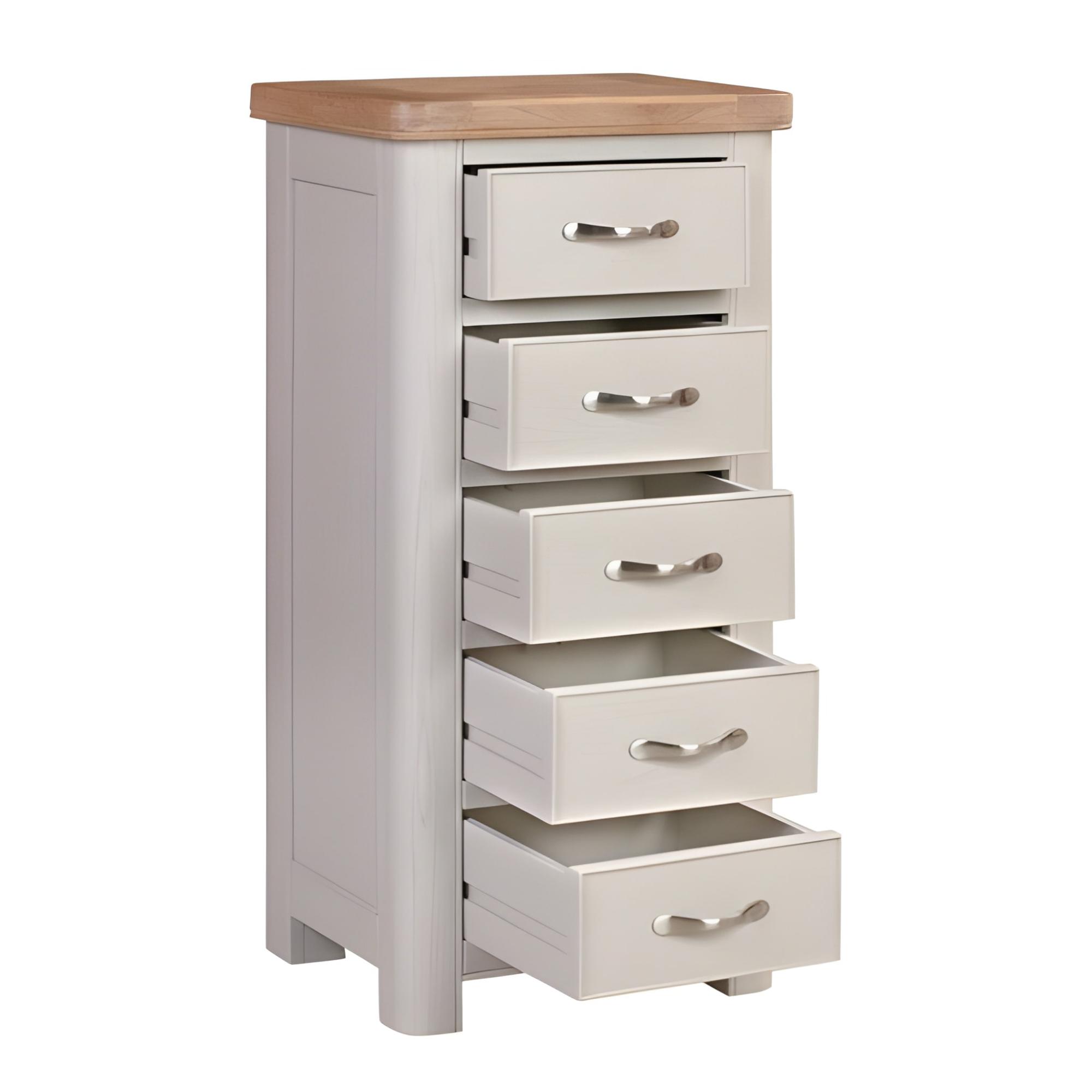 Clarion Chest - 5 Drawer - Tall - Oak and Grey
