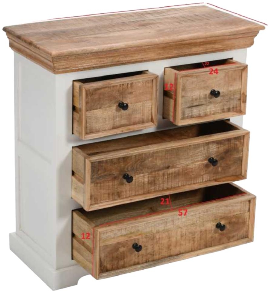 Coastal White and Wood 4 Drawer Chest