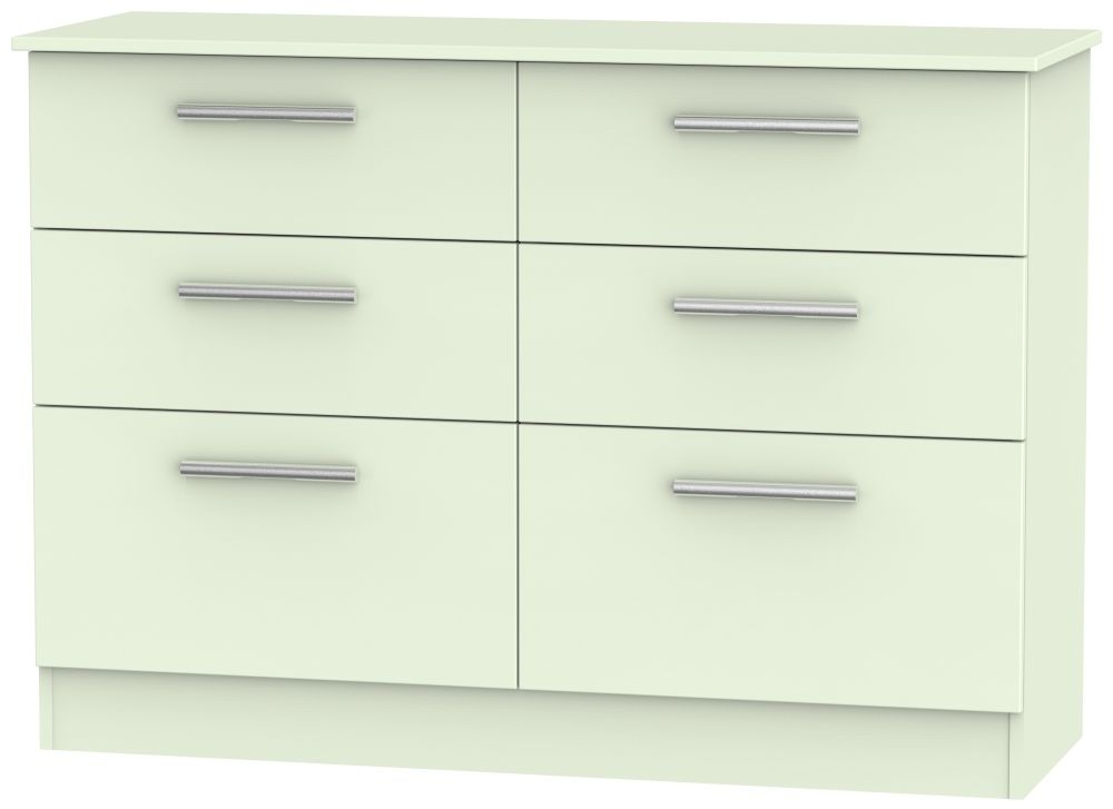 Contrast Cream 6 Drawer Midi Chest