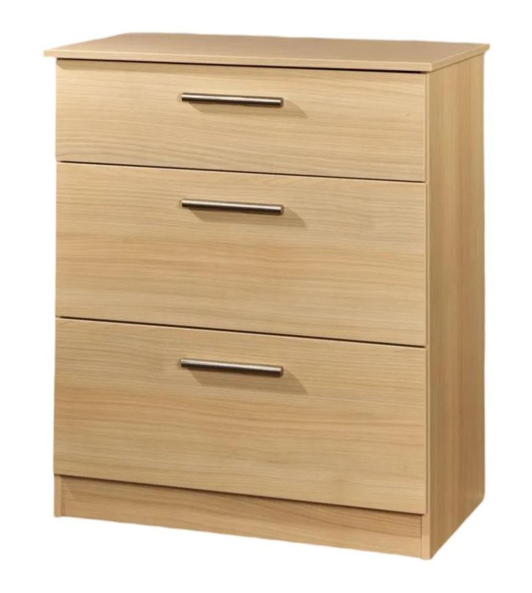 Contrast Elm Wood 3 Drawer Deep Chest