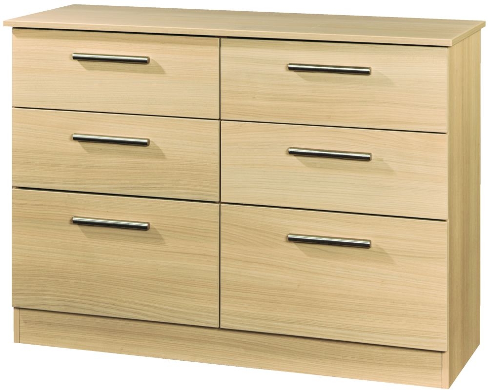 Contrast Elm Wood 6 Drawer Midi Chest