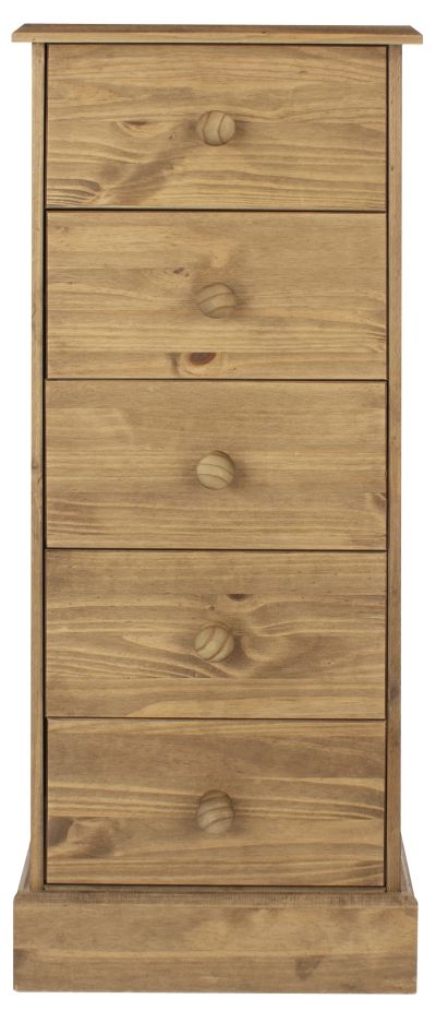 Cotswold Pine 5 Drawer Narrow Chest