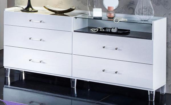 Cristal Grey Marble Italian 6 Drawer Wide Dresser