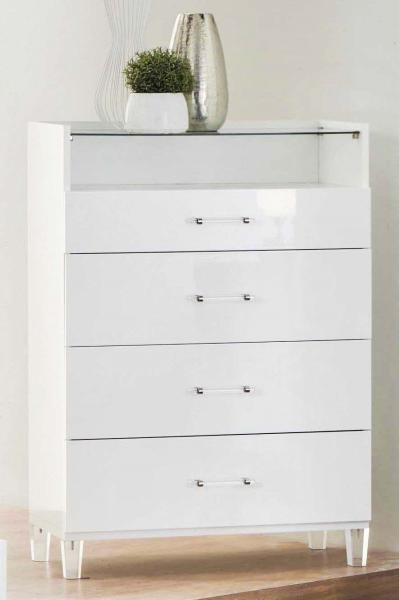 Cristal White Marble Italian 4 Drawer Chest