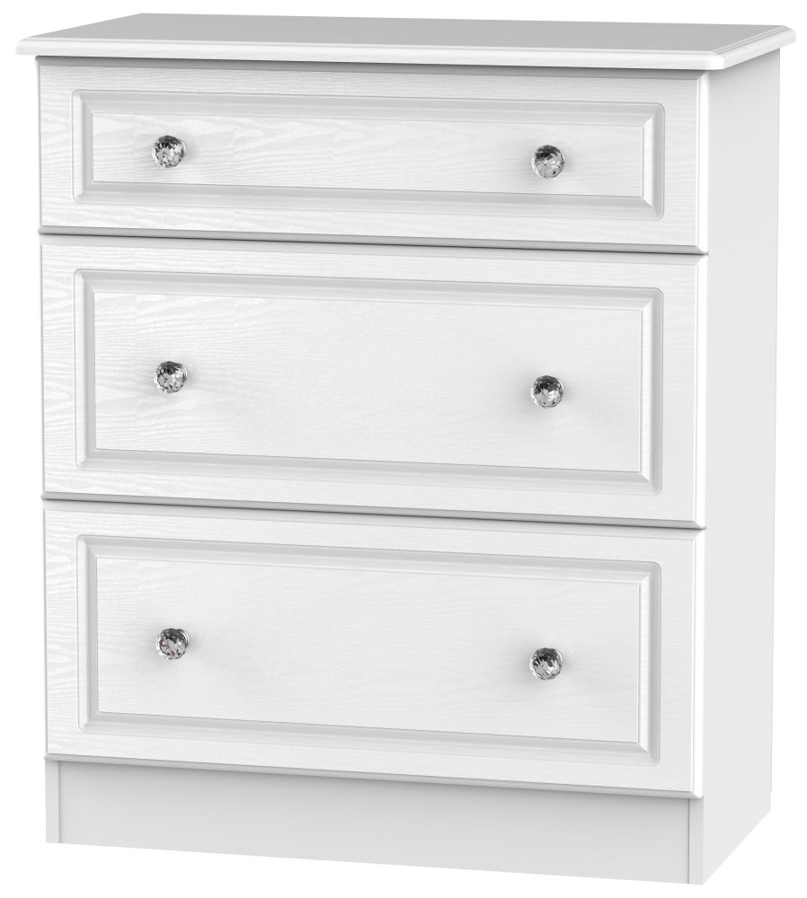 Crystal White 3 Drawer Deep Chest