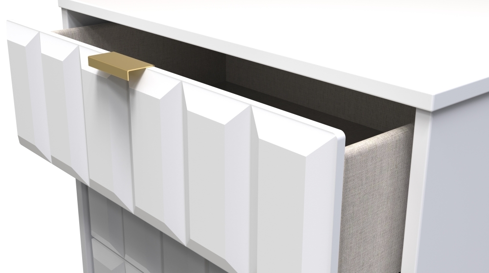 Cube Midi Chest - 3 Drawer - with Gold Hairpin Legs - White