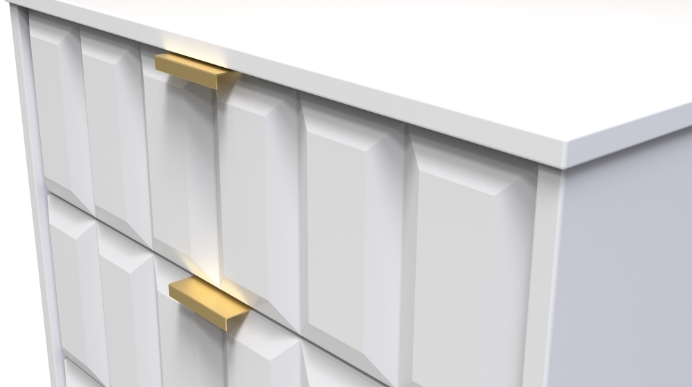 Cube Midi Chest - 3 Drawer - with Gold Hairpin Legs - White