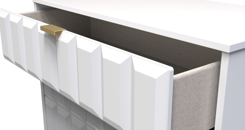 Cube Chest - 4 Drawer - with Gold Hairpin Legs - White