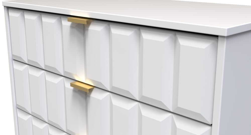 Cube Chest - 4 Drawer - with Gold Hairpin Legs - White