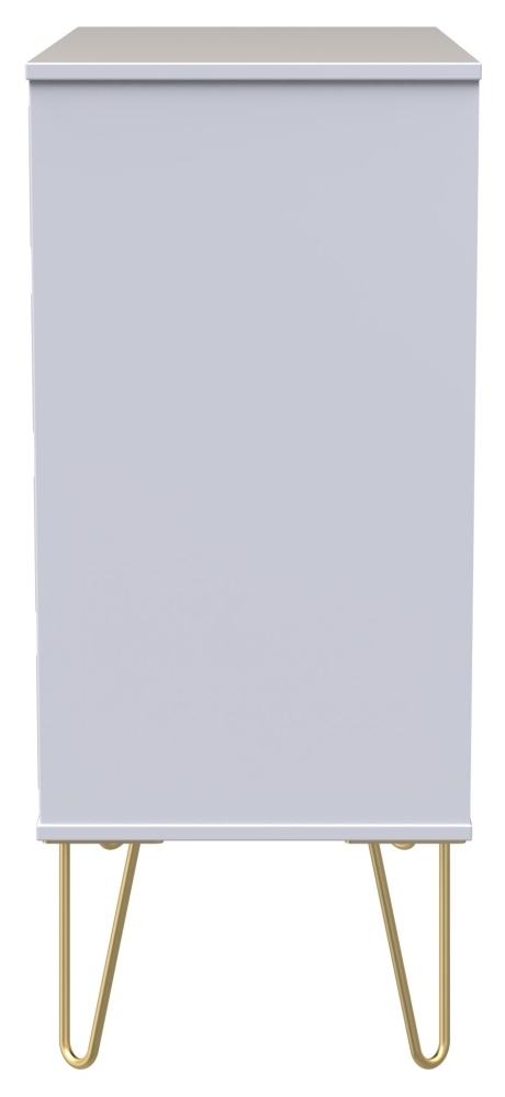 Cube Chest - 4 Drawer - with Gold Hairpin Legs - White