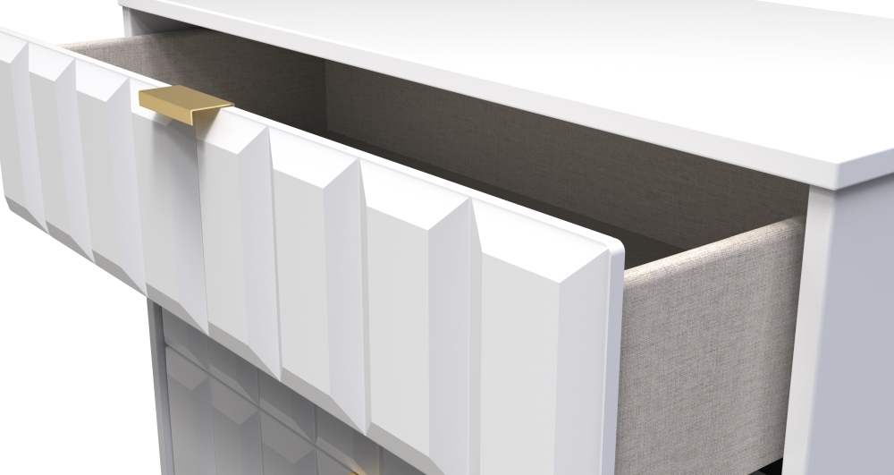 Cube Chest - 5 Drawer - with Gold Hairpin Legs - White