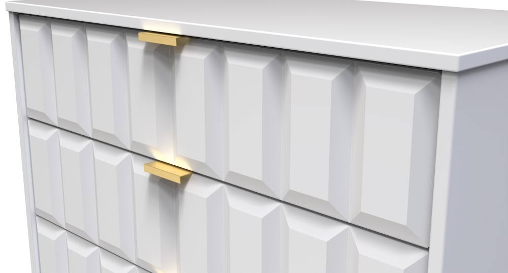 Cube Chest - 5 Drawer - with Gold Hairpin Legs - White