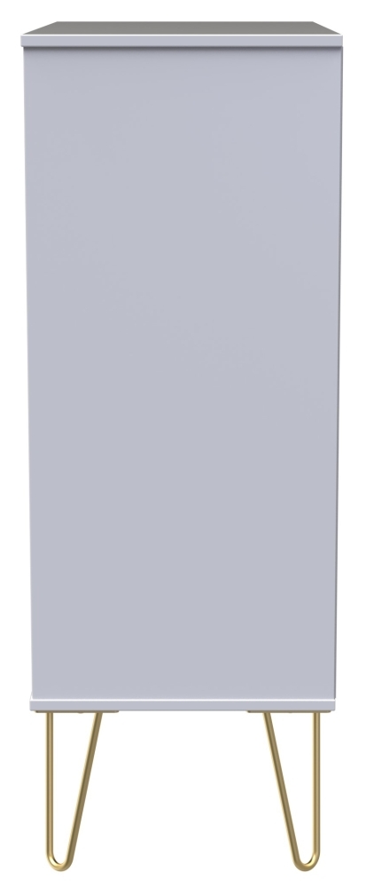 Cube Chest - 5 Drawer - with Gold Hairpin Legs - White