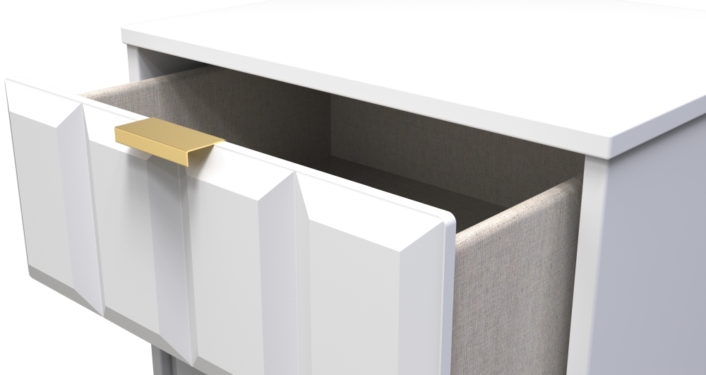 Cube Narrow Chest - 5 Drawer - with Gold Hairpin Legs - White