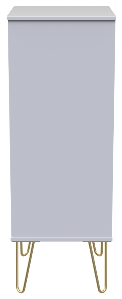 Cube Narrow Chest - 5 Drawer - with Gold Hairpin Legs - White