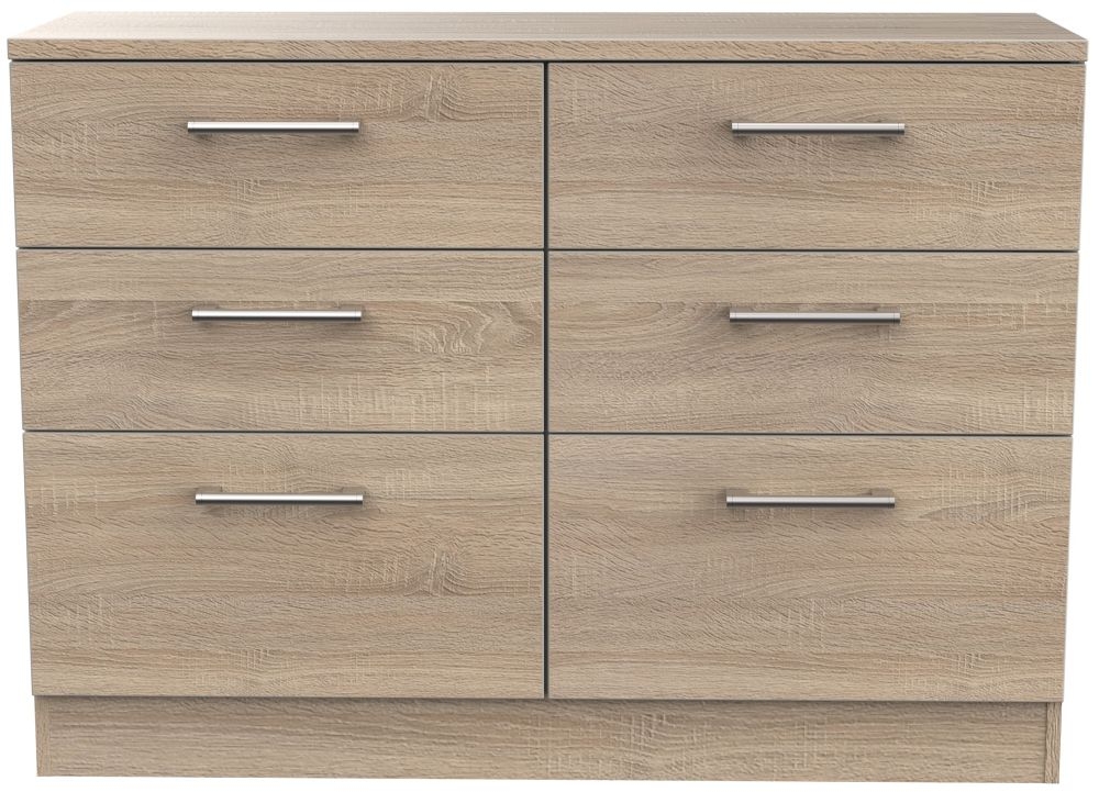 Devon Oak Effect 6 Drawer Midi Chest