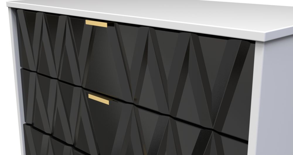 Diamond Chest - 4 Drawer - with Gold Hairpin Legs - Black and White