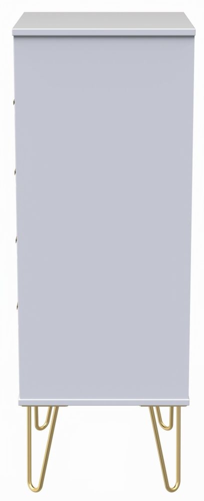 Diamond Narrow Chest - 5 Drawer - with Gold Hairpin Legs - Black and White