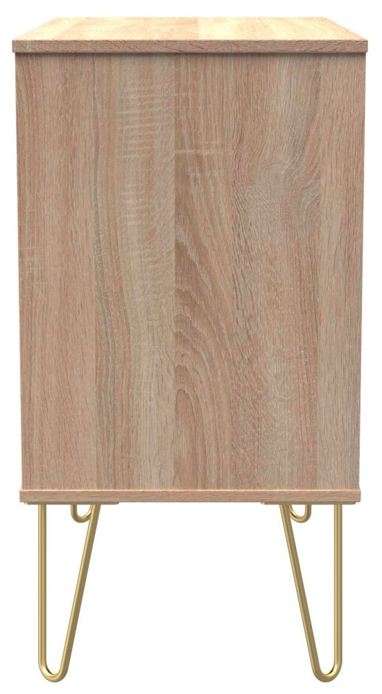 Diamond Small Chest - 3 Drawer - with Gold Hairpin Legs - Oak