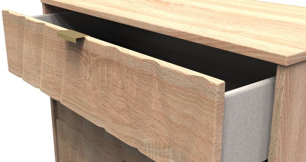 Diamond Chest - 4 Drawer - with Gold Hairpin Legs - Oak