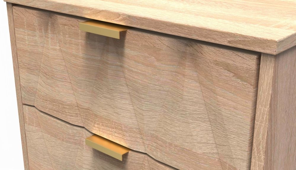 Diamond Narrow Chest - 5 Drawer - with Gold Hairpin Legs - Oak