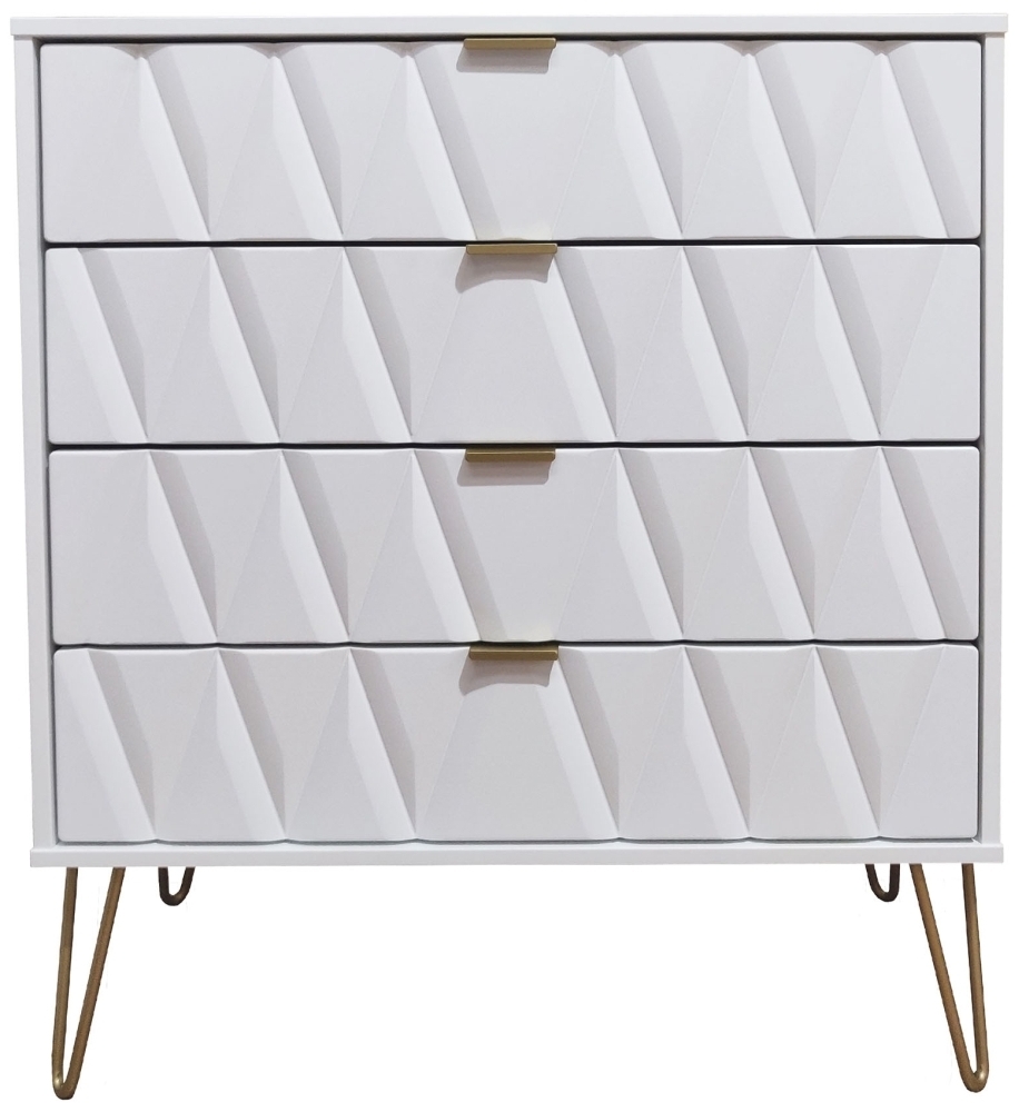 Diamond White 4 Drawer Chest with Gold Hairpin Legs