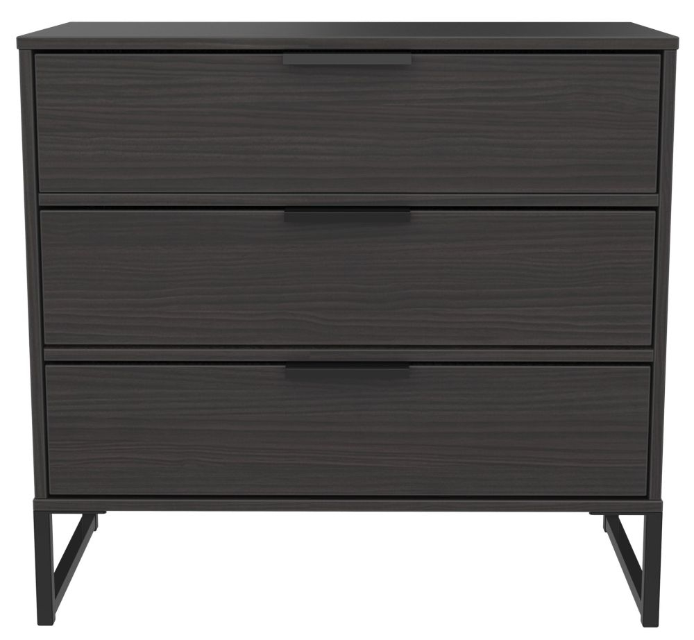 Diego Black 3 Drawer Small Chest