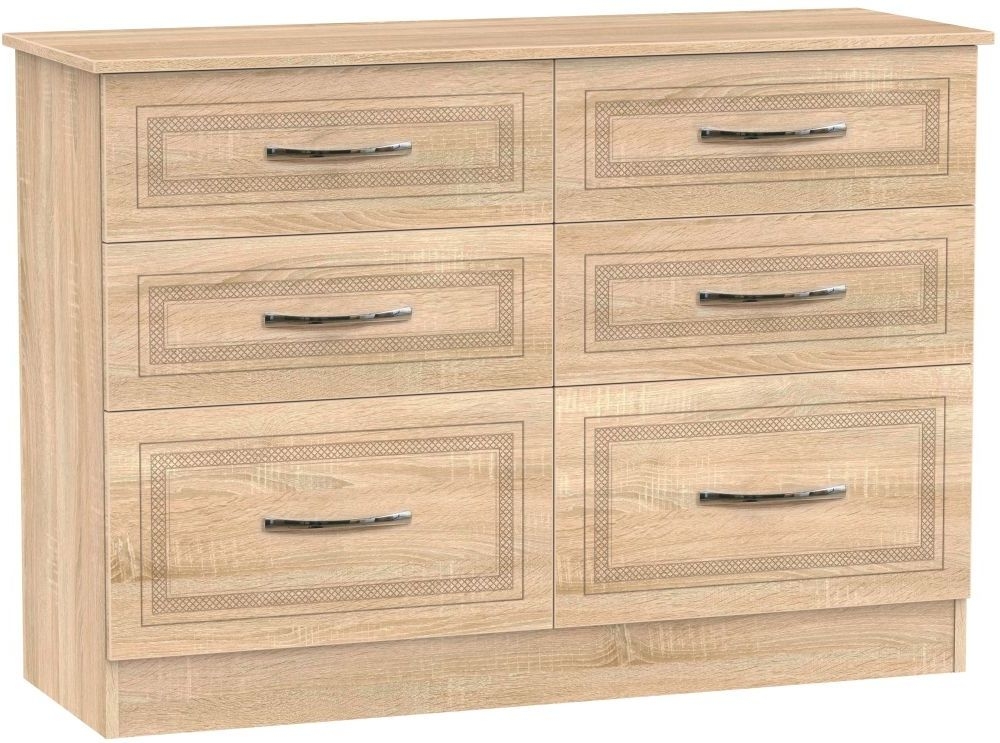 Dorset Oak Effect 6 Drawer Midi Chest