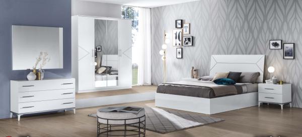 Elegance White Italian 3 Drawer Dresser with Mirror