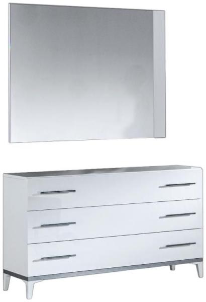 Elegance White Italian 3 Drawer Dresser with Mirror
