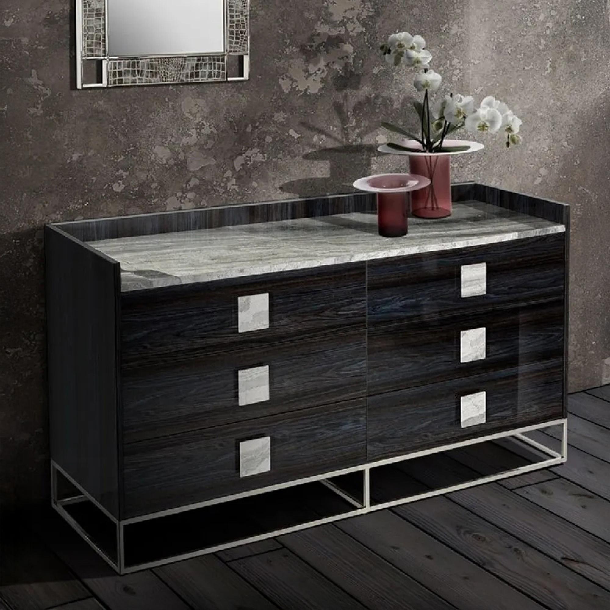 Elliot Chest - 6 Drawer - Wide - Marble and Wooden - Variation Available