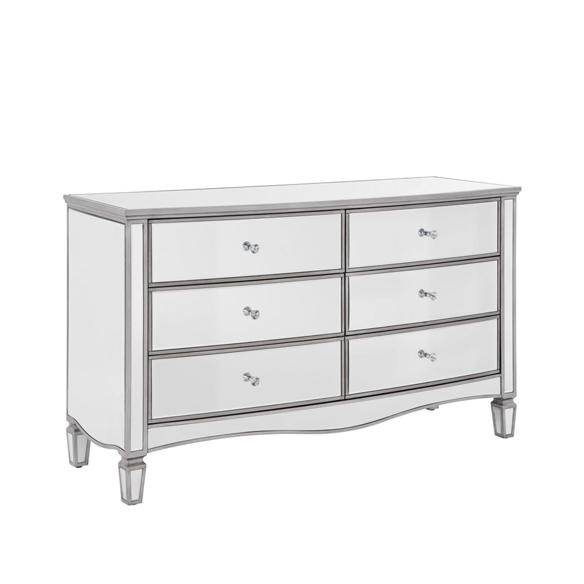 Elysee Wide Chest - 6 Drawer - Mirrored