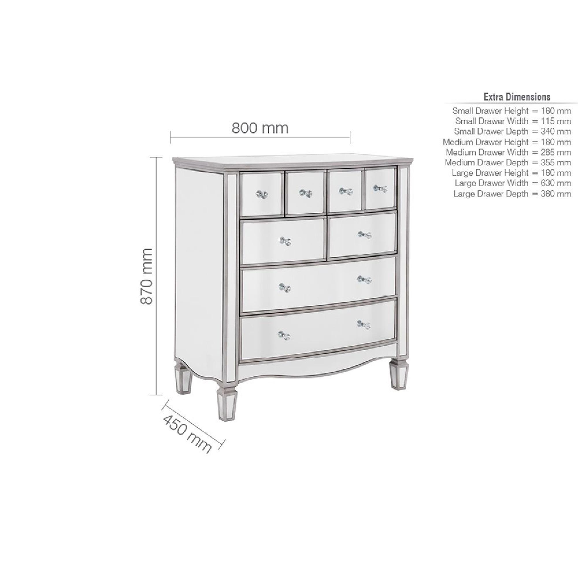 Elysee Chest - Multi Drawer - Mirrored