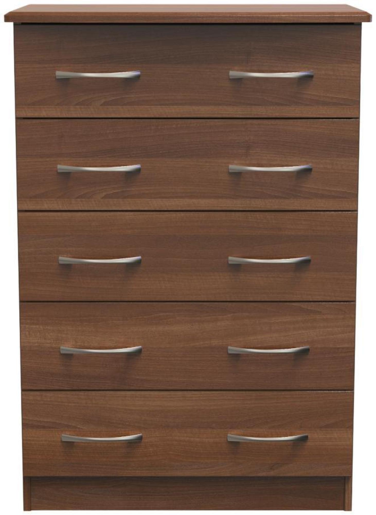 Eve Walnut Effect 5 Drawer Chest