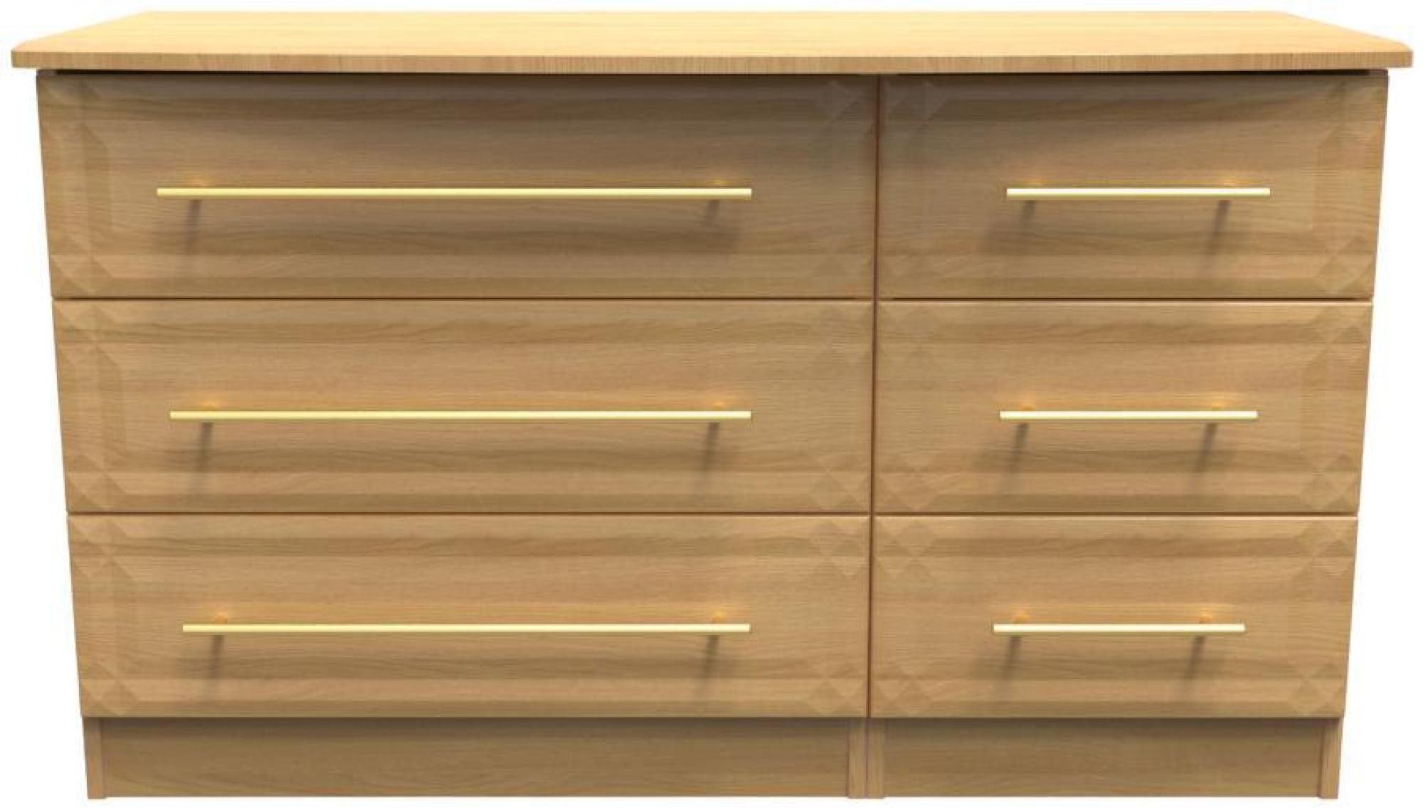 Faye Oak Effect 6 Drawer Midi Dresser