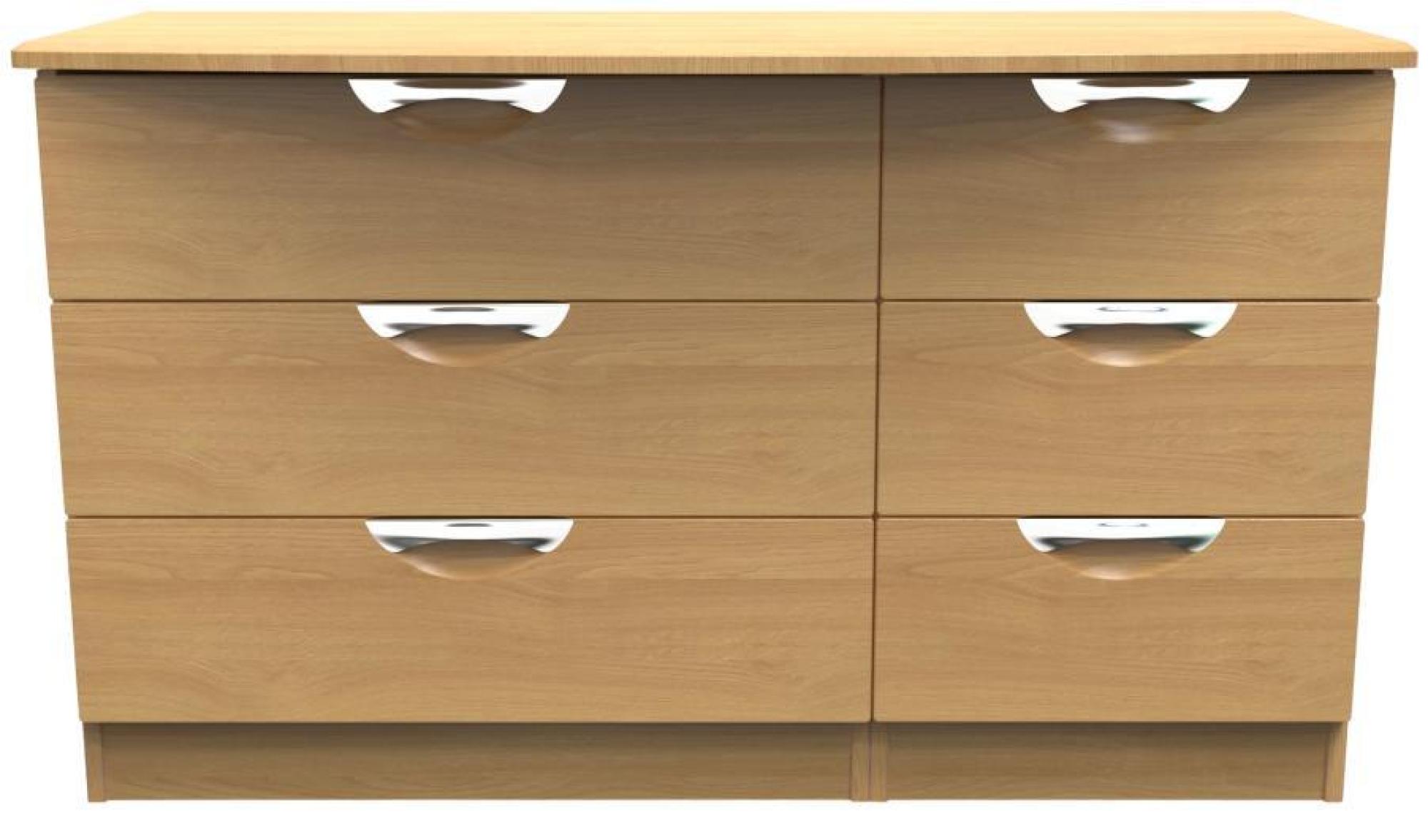 Flora Oak Effect 6 Drawer Midi Dresser