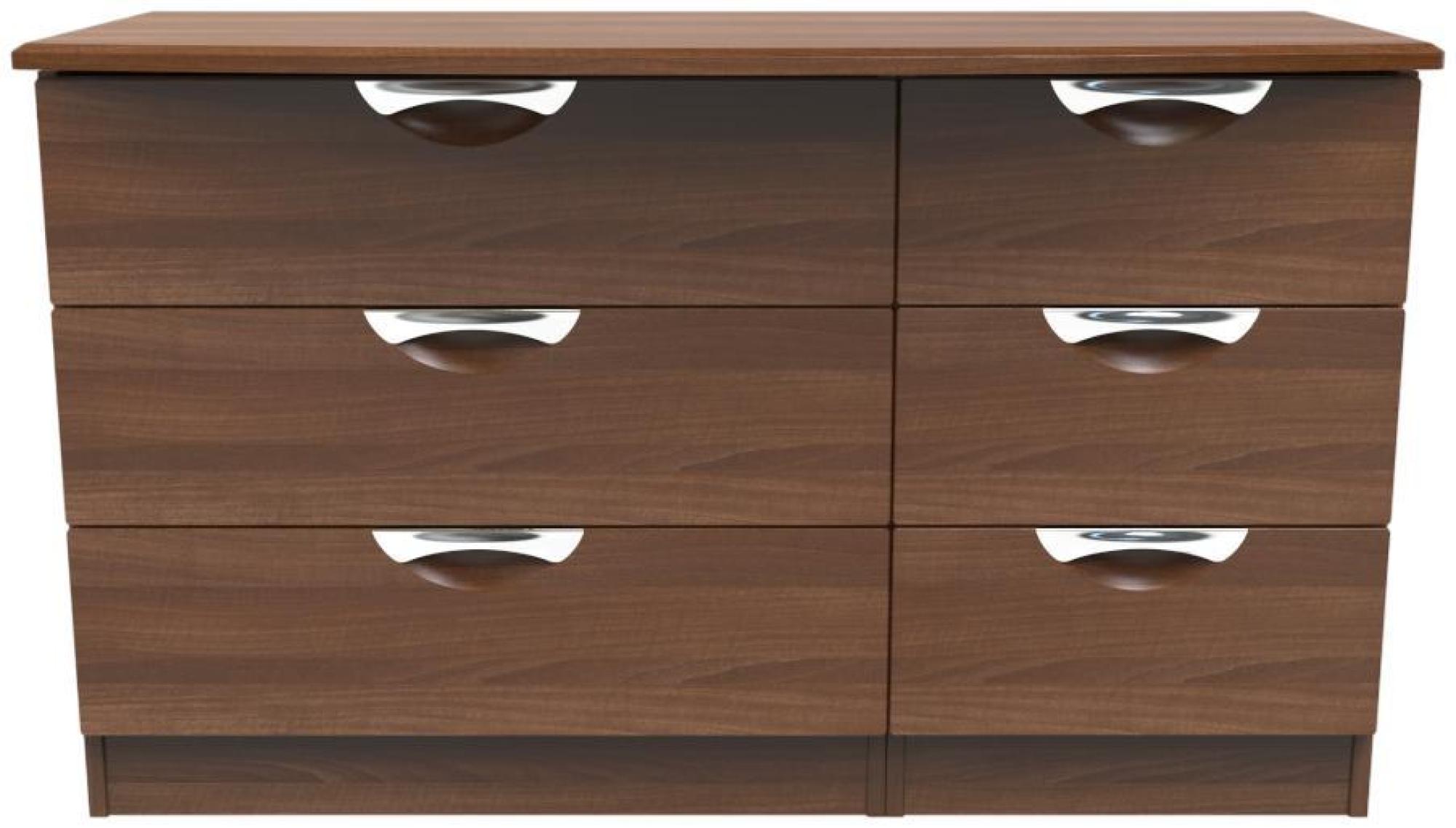 Flora Walnut Effect 6 Drawer Midi Dresser