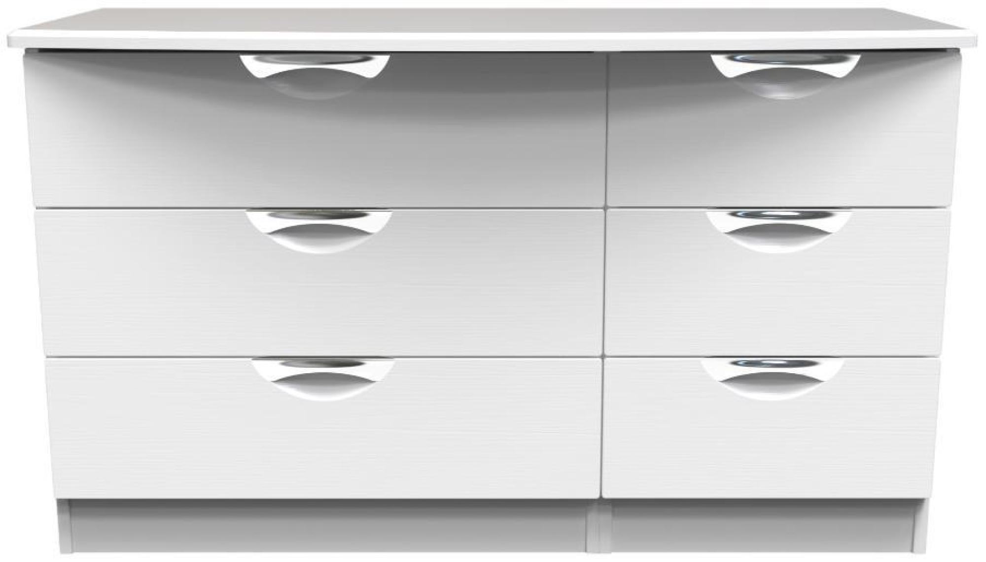 Flora White 6 Drawer Midi Dresser