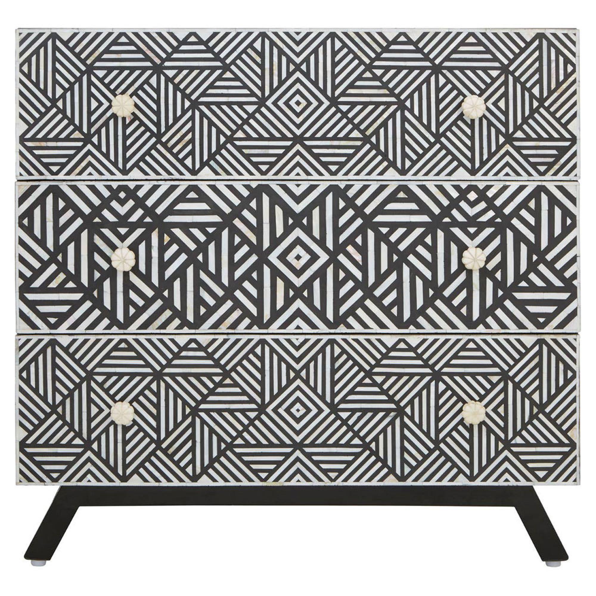 Fusion Chest - 3 Drawer - Black Mother of Pearl