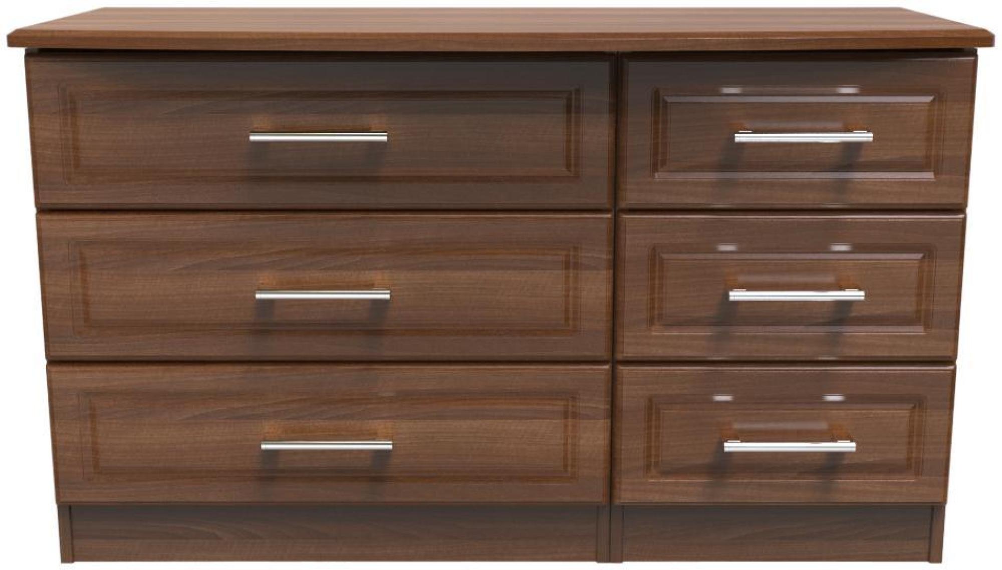 Gina Walnut Effect 6 Drawer Midi Dresser