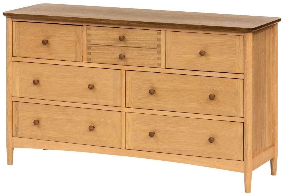 Grace Natural Oak 3 Over 4 Drawer Wide Chest