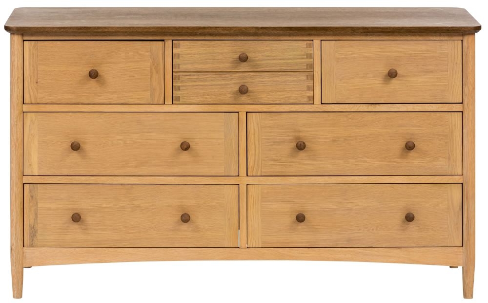 Grace Natural Oak 3 Over 4 Drawer Wide Chest
