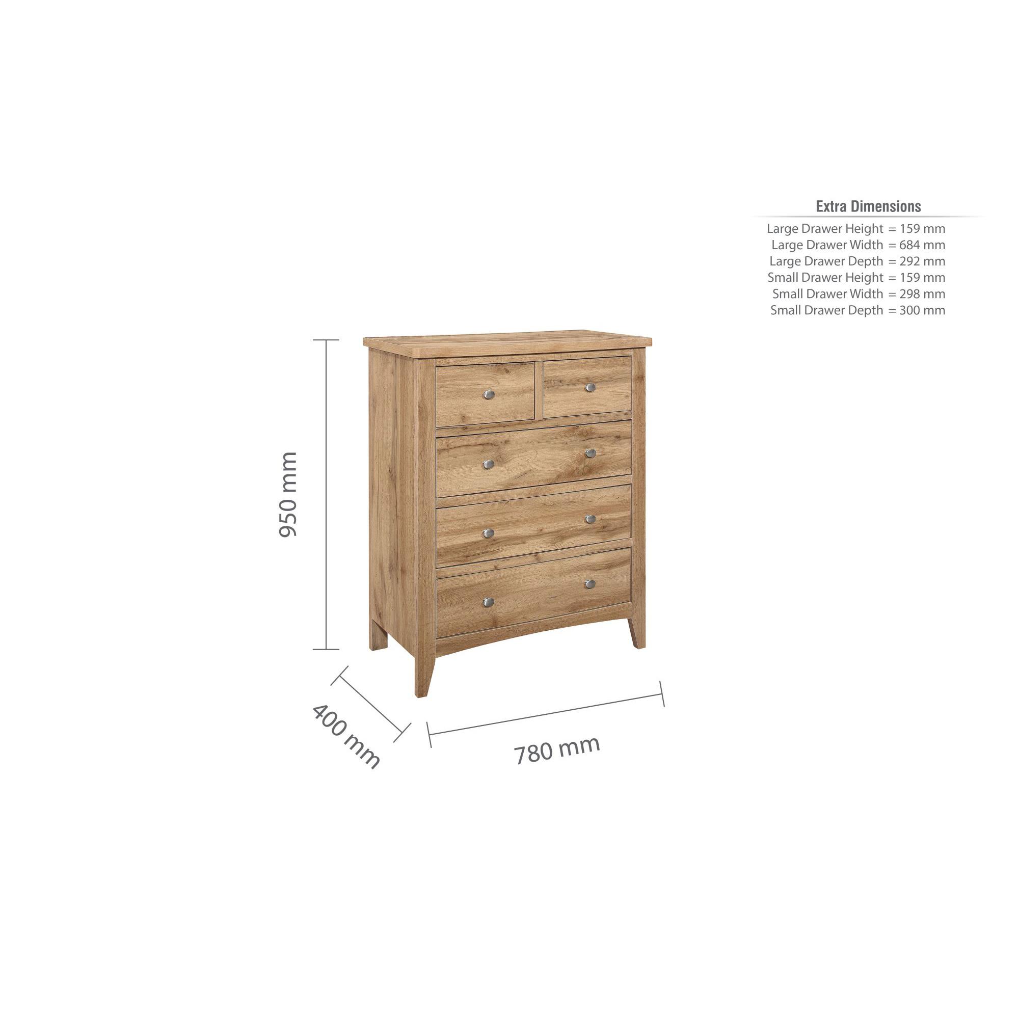 Hampstead Chest - 3+2 Drawer - Rustic Oak 