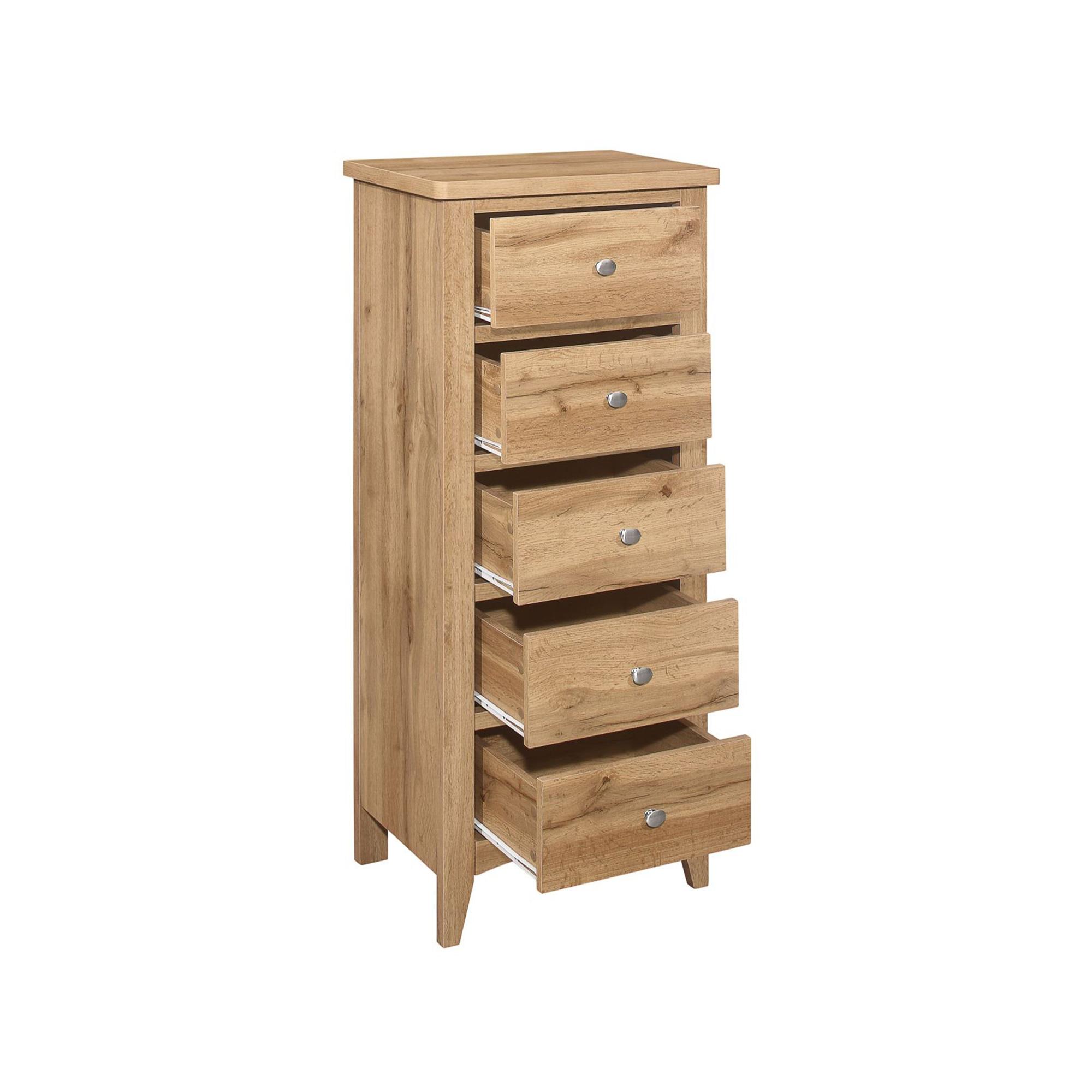 Hampstead Tall Chest - 5 Drawer - Rustic Oak 