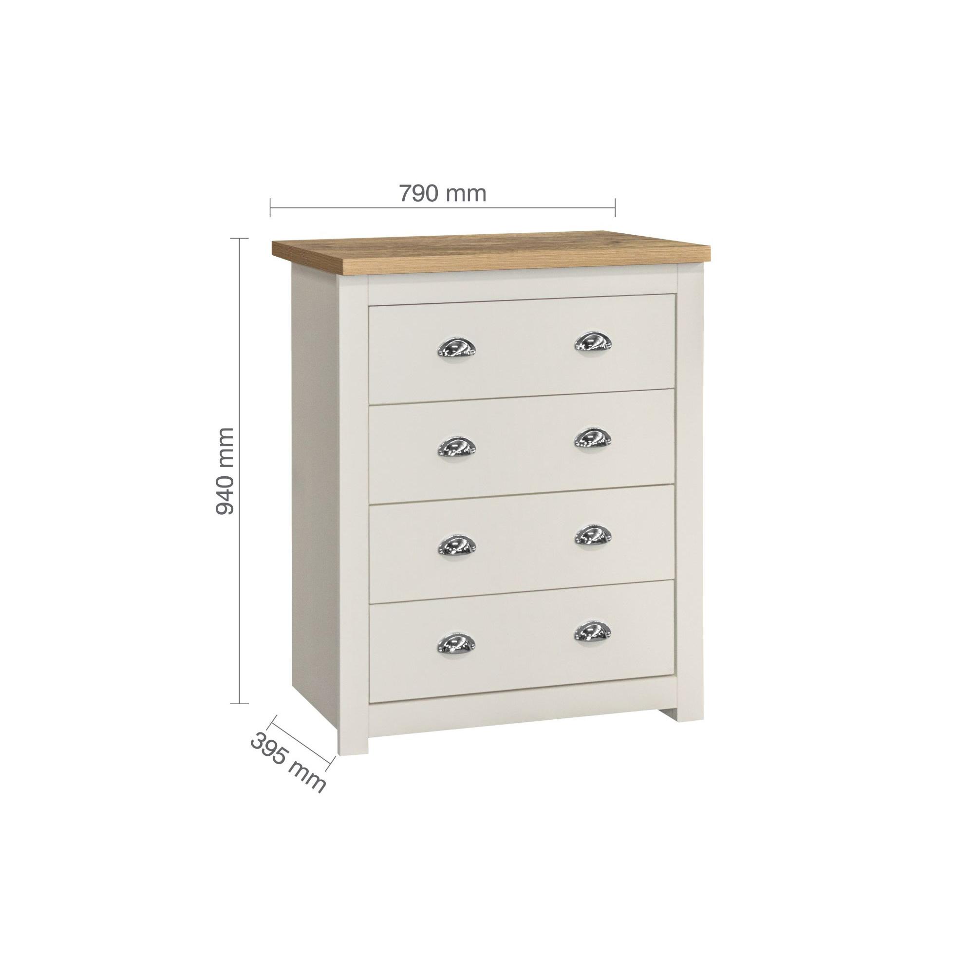Highgate Chest - 4 Drawer - Cream Painted