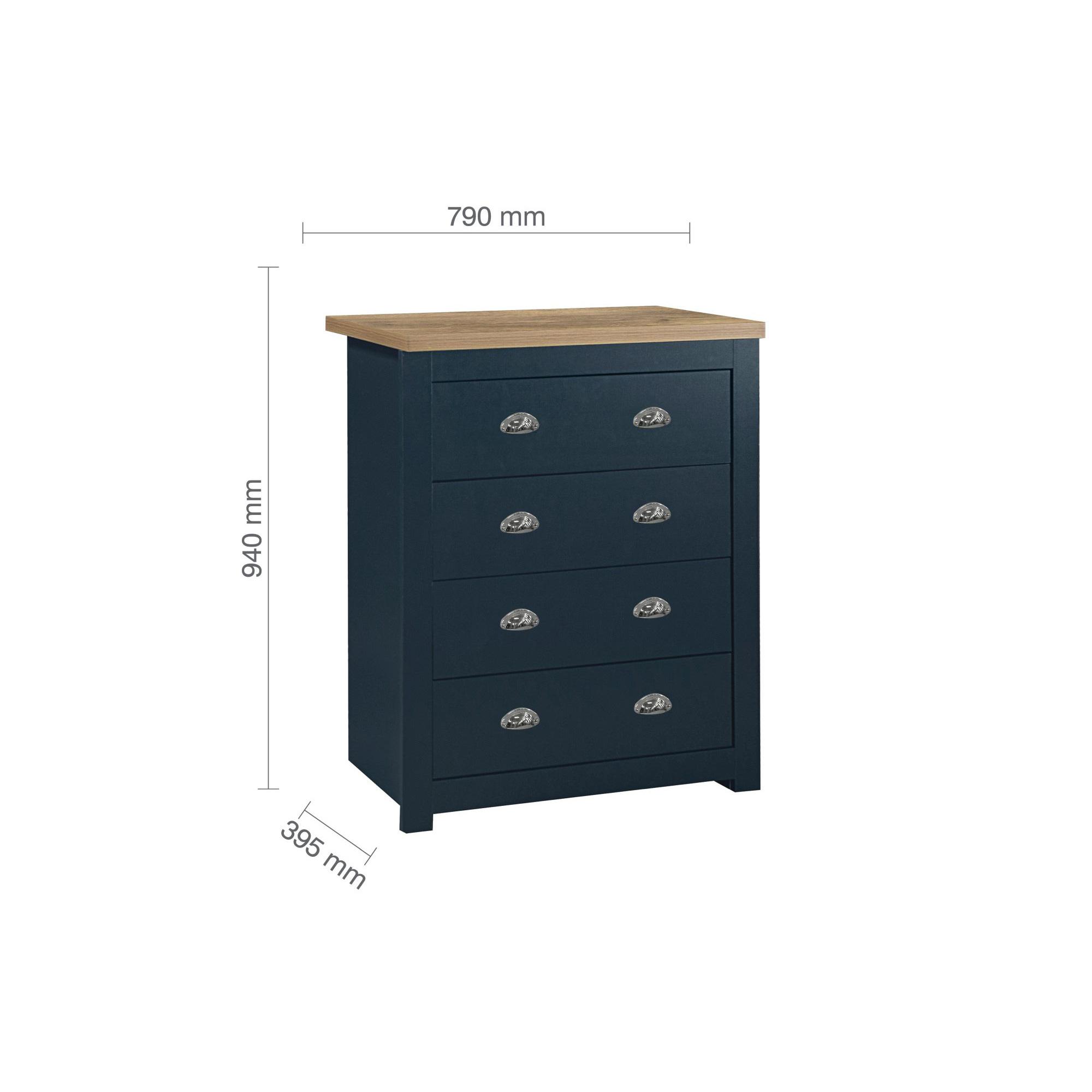 Highgate Chest - 4 Drawer - Navy Blue Painted